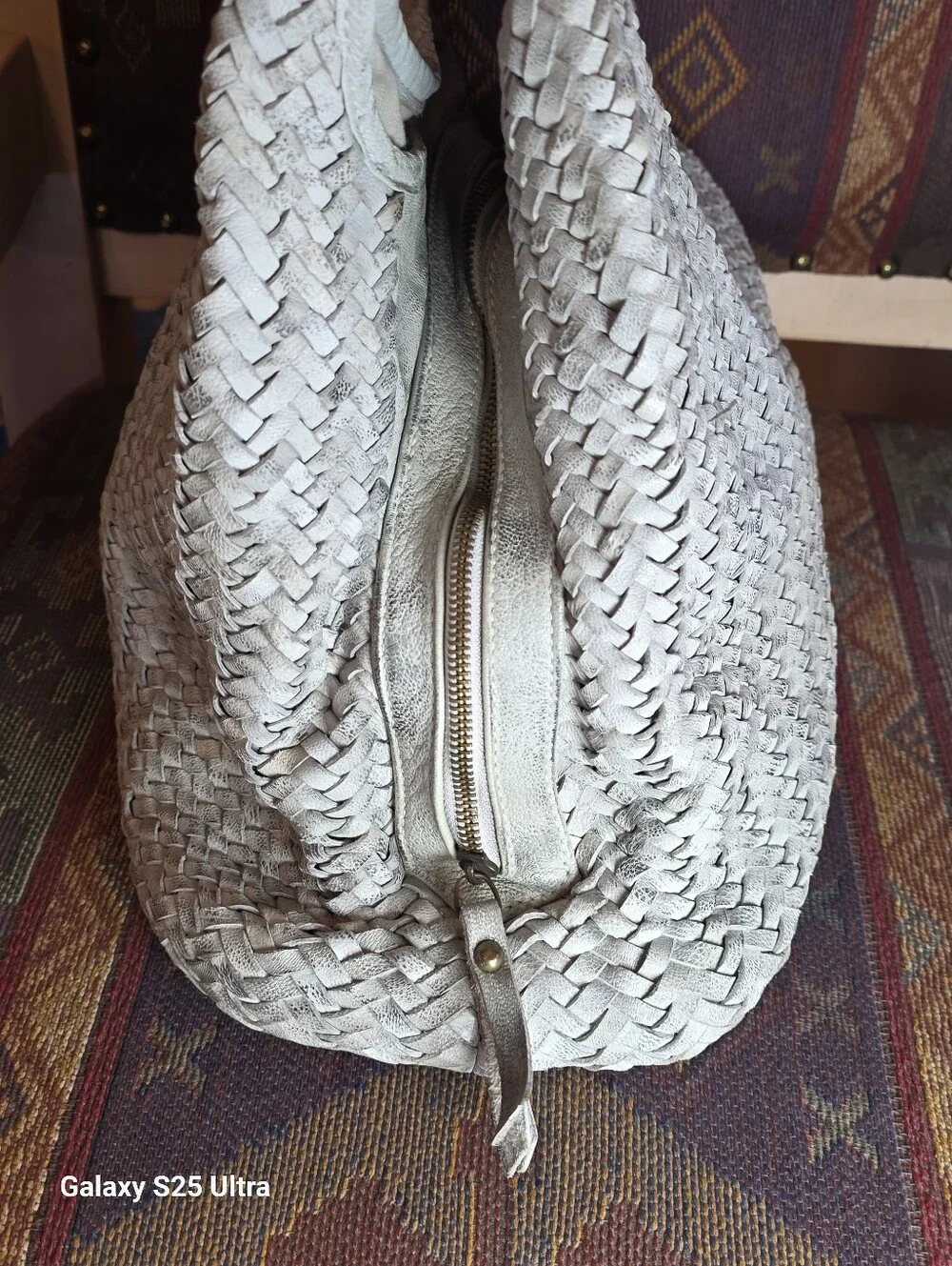 Vintage Boutique of Leathers Canada Distressed Woven Leather Hobo Bag